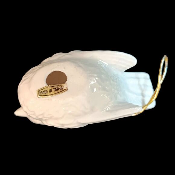 Vintage Pair Of White Bird Dove Porcelain Christmas Ornaments Glossy 3" x 1.5" - Picture 5 of 10